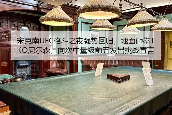 宋克南UFC格斗之夜强势回归，地面砸拳TKO尼尔森，向次中量级前五发出挑战宣言